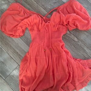 Coral Off-Shoulder Dress